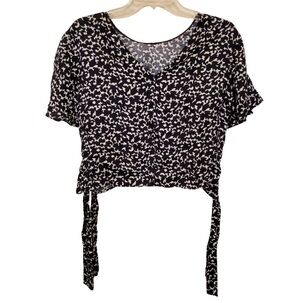 Zara Side Tie Viscose Pattern Blouse